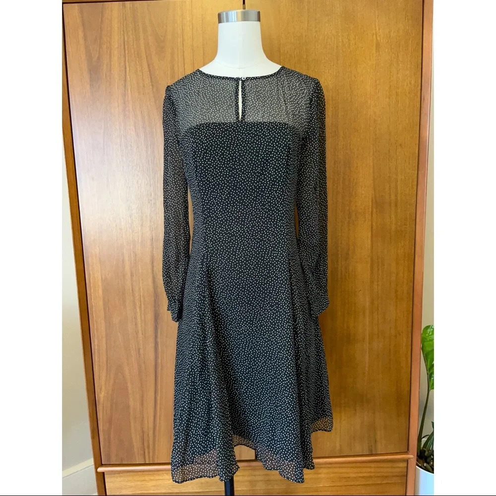 J.Crew Long Sleeve Speckled Chiffon Dress